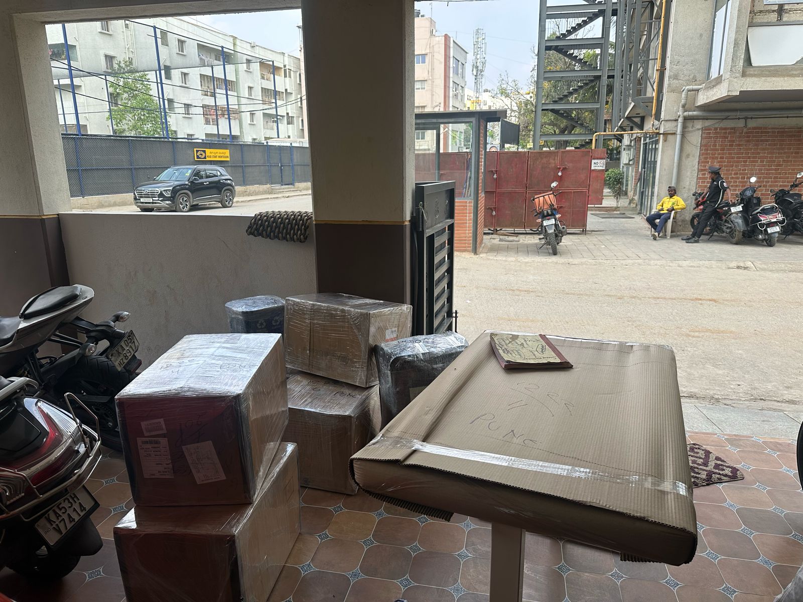 Boxes stacked and ready